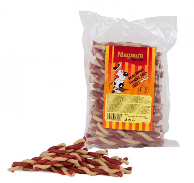 Magnum Semi Moist Twisted Stick Red/White 50 ks
