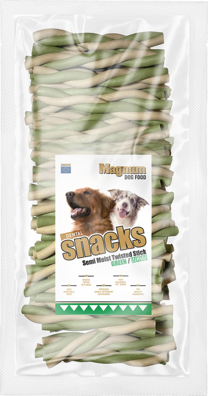 Magnum Semi Moist Twisted Stick Green/White 50 ks