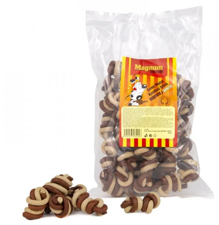 Magnum Semi Moist Knotted Stick Brown/White 25 ks