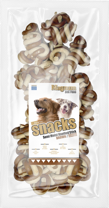 Magnum Semi Moist Knotted Stick Brown/White 25 ks