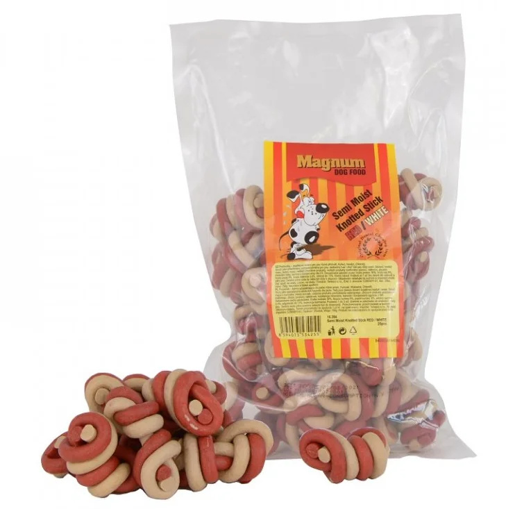 Magnum Semi Moist Knotted Stick Red/White 25 ks