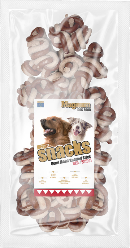Magnum Semi Moist Knotted Stick Red/White 25 ks