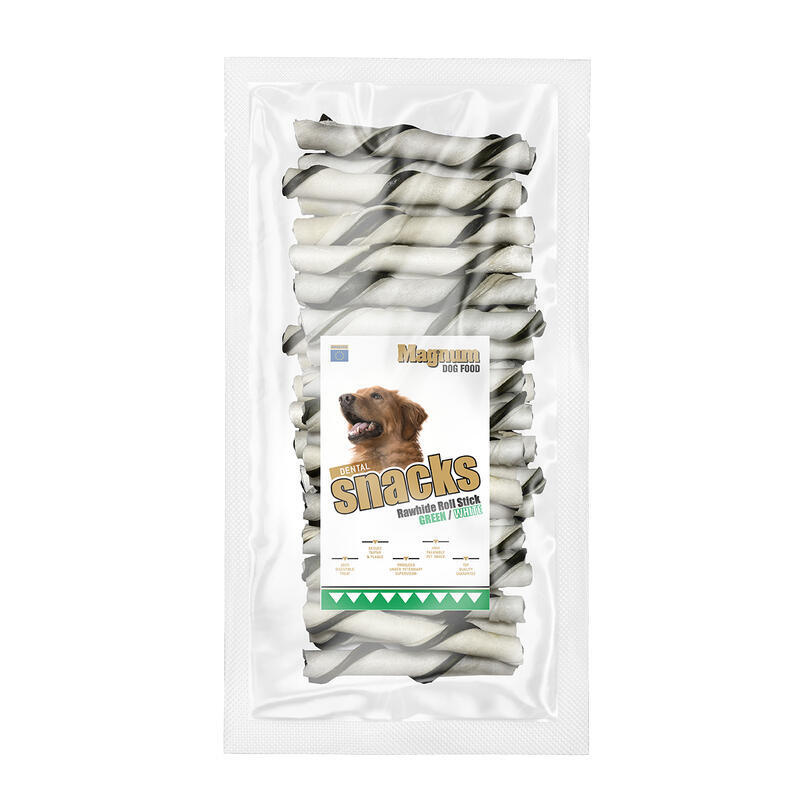 Magnum Rawhide Roll Stick Green/White 40 ks