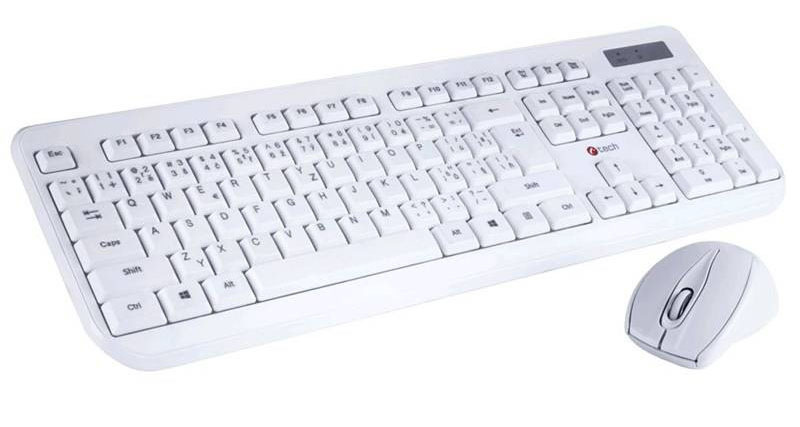 Klávesnice s myší C-Tech WLKMC-01 / CZ/SK / 2,4 GHz / 1 200 DPI / dosah 10 m / bílá Varianta: ivi1