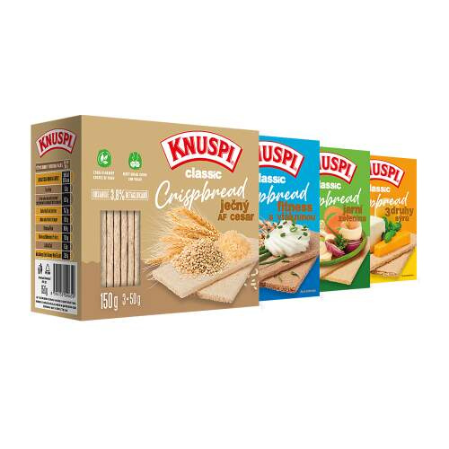 Knuspi Classic Crispbread 150 g - 3 druhy sýrů