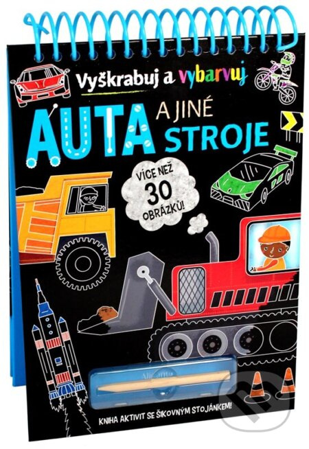 Auta a jiné stroje - Vyškrabuj a vybarvuj (Kniha aktivit se šikovným stojánkem!)