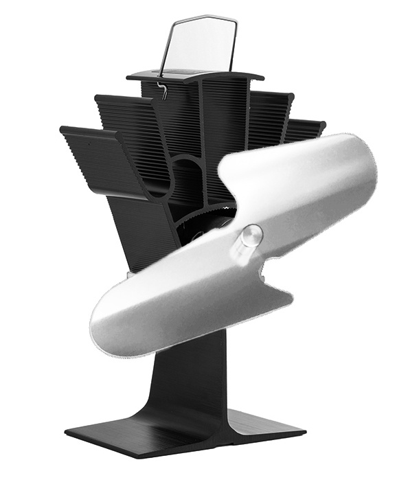 HS Flamingo Ventilátor na kamna 2lopatkový, stříbrný, 108 x 157 x 223 mm