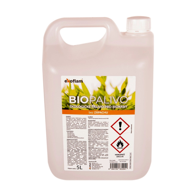 Ekoflam Biopalivo, ekologické palivo pro biokrby, bez vůně, 5 l