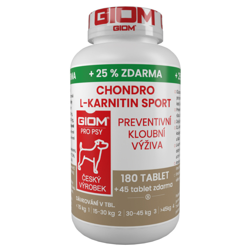 Giom pes Chondro L-karnitin SPORT 180 tbl+25% zdarma 