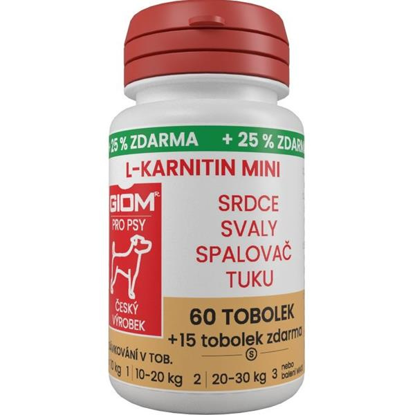 Giom pes L-karnitin Aktiv 60 MINI tbl+20% zdarma 60 tobolek + 25% zdarma