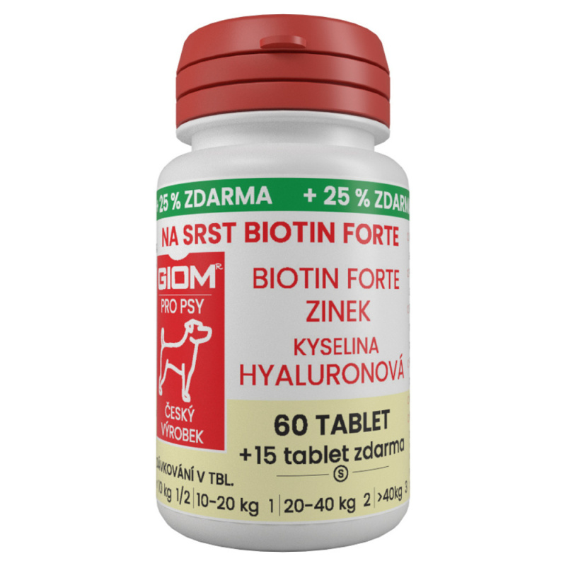 Giom pes Na srst Biotin FORTE 60 tbl+25% zdarma 