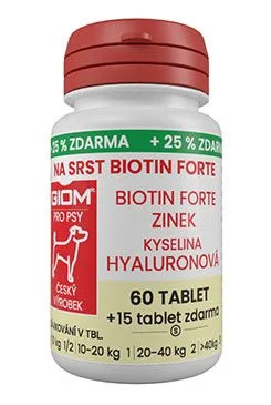 Giom pes Na srst Biotin FORTE 60 tbl+25% zdarma 