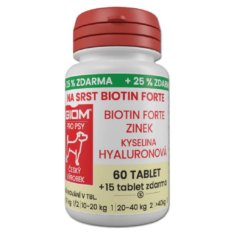 Giom pes Na srst Biotin FORTE 60 tbl+25% zdarma 