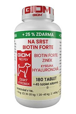 Giom pes Na srst Biotin FORTE 180 tbl + 20% zdarma