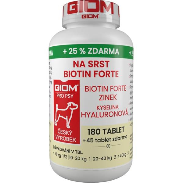 Giom pes Na srst Biotin FORTE 180 tbl + 20% zdarma
