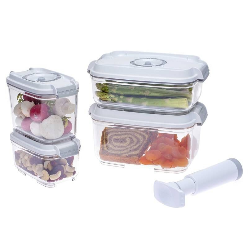 5dílný set vakuových dóz STATUS Tritan 157530, bílá