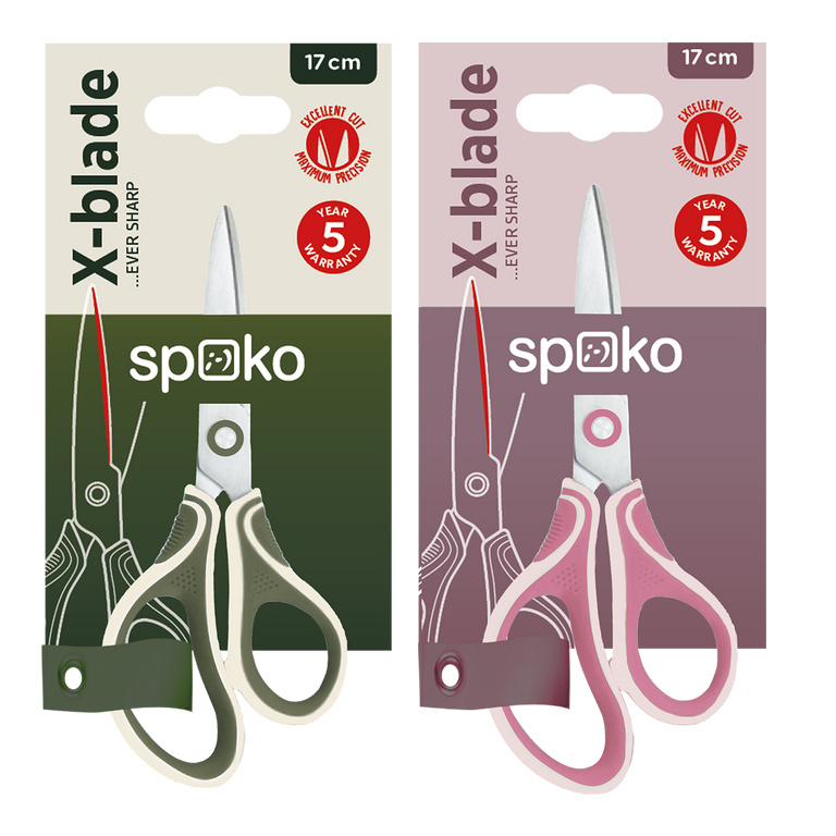 Nůžky školní Spoko 18 cm, asymetrické, mix barev