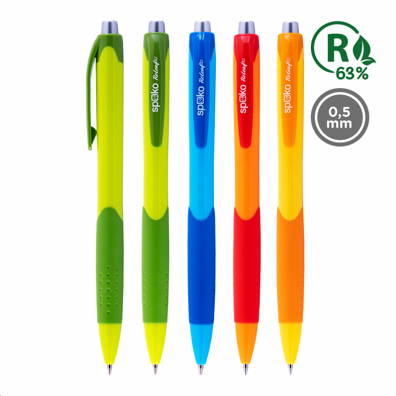 Kuličkové pero SPOKO Fruity, modrá náplň, mix barev