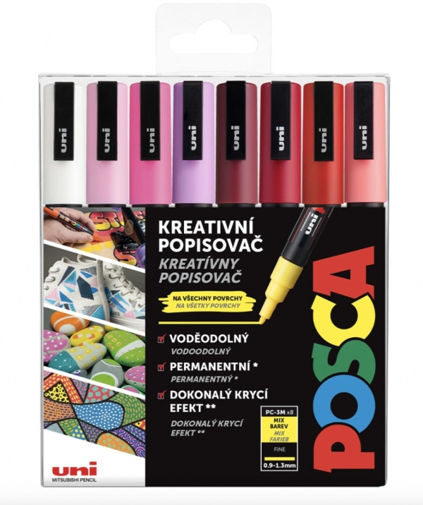 POSCA akrylový popisovač PC-3M 8 ks - Love POSCA