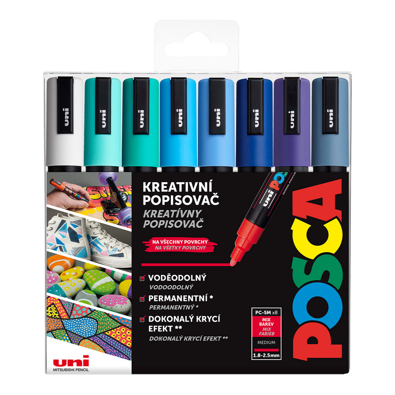 POSCA sada popisovačů PC-5M - OCEAN 8 ks POSCA