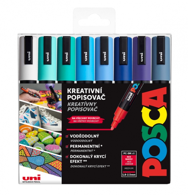 POSCA sada popisovačů PC-5M - OCEAN 8 ks POSCA