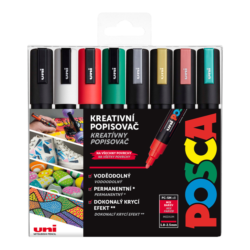 POSCA sada popisovačů PC-5M - CHRISTMAS 8 ks POSCA