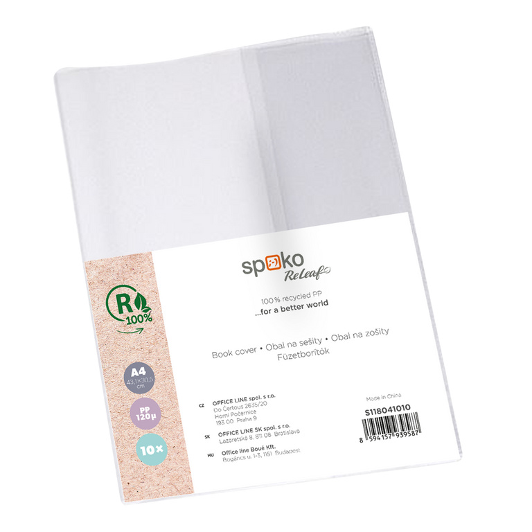 Obal na sešity Spoko ReLeaf A4 recykl PP transparentní - 10 ks