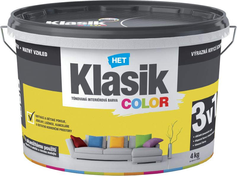 Malba interiérová HET Klasik Color žlutý citronový 4 kg