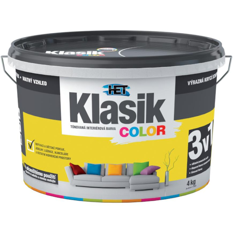 Malba interiérová HET Klasik Color žlutý citronový 4 kg