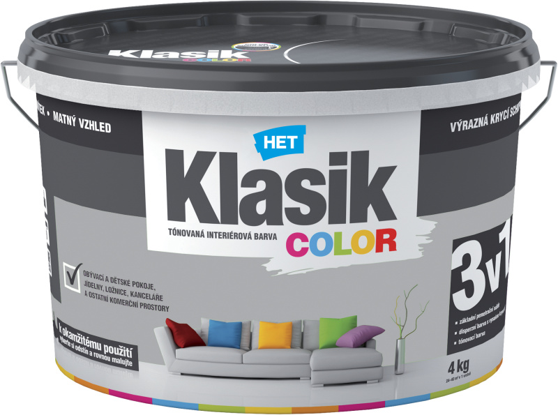 Malba interiérová HET Klasik Color šedý břidlicový 4 kg