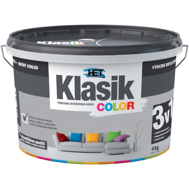 Malba interiérová HET Klasik Color šedý břidlicový 4 kg