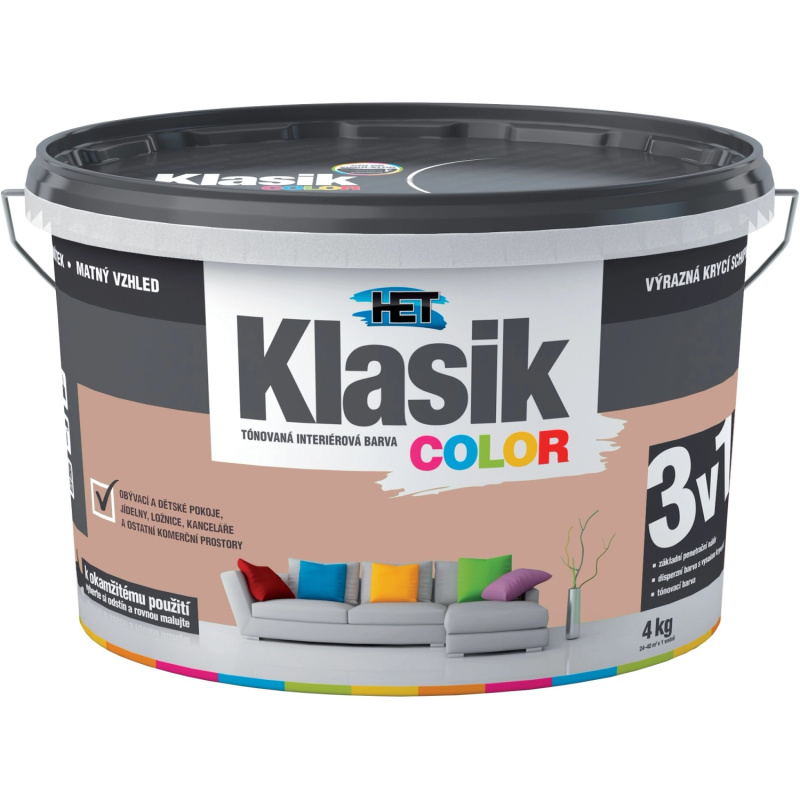 Malba interiérová HET Klasik Color hnědý karamelový 4 kg