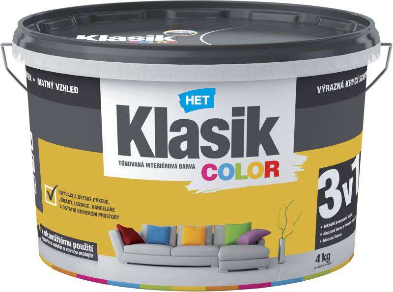 Malba interiérová HET Klasik Color žlutý pampeliškový 4 kg