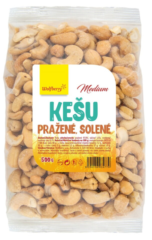 WOLFBERRY Kešu pražené solené Medium 500 g