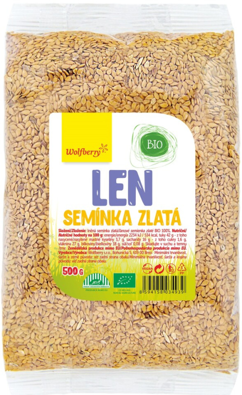 WOLFBERRY Lněné semínko zlaté BIO 500 g