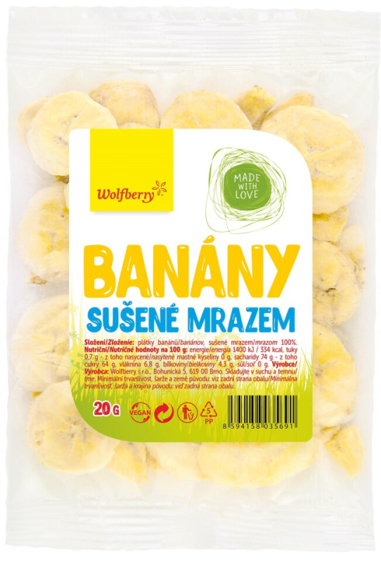 WOLFBERRY Banány sušené mrazem 20 g