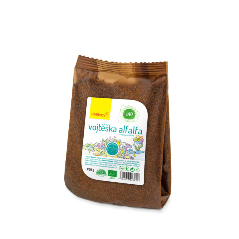 WOLFBERRY Alfalfa semínka vojtěšky semínka na klíčení BIO 200 g