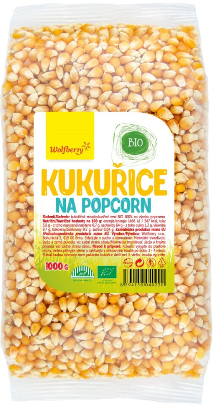 WOLFBERRY Kukuřice na popcorn BIO 1000 g
