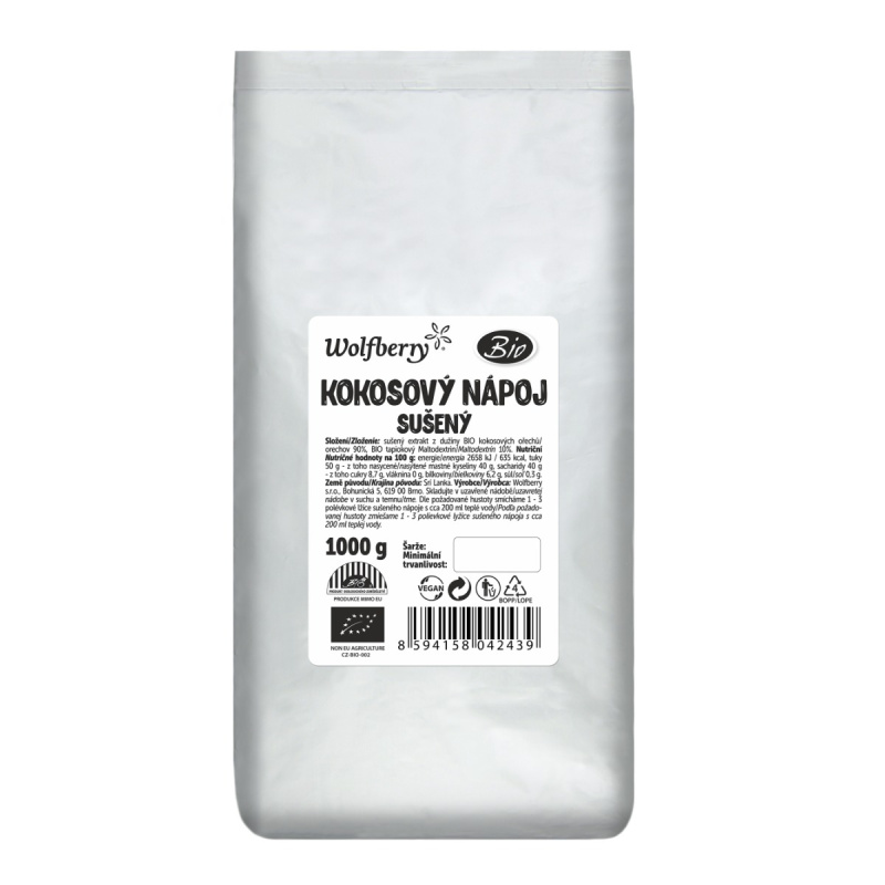 WOLFBERRY Kokosový sušený nápoj BIO 1000 g