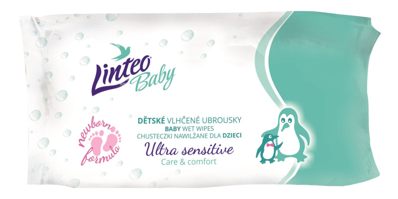 Linteo Baby Ultra Sensitive dětské jemné vlhčené ubrousky 64 ks