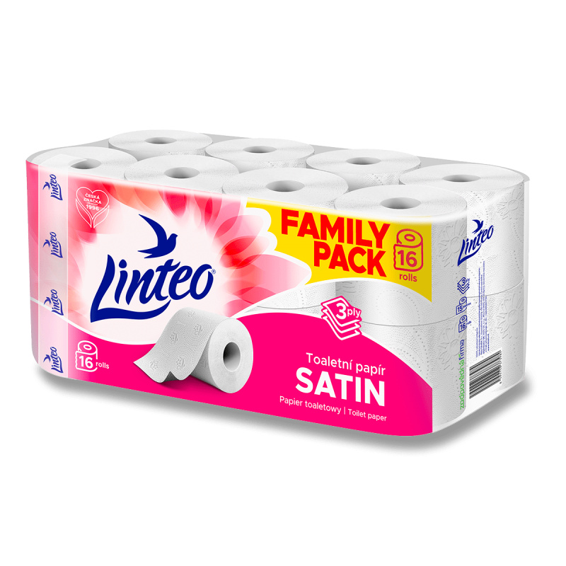 Linteo Toaletní papír 3vrstvý bílý 15 metrů 16 rolí
