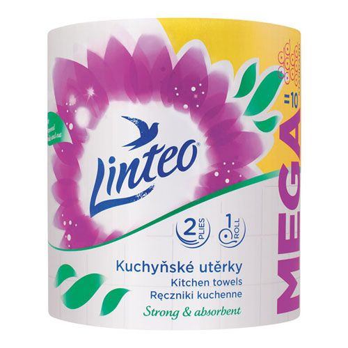 Kuchyňské utěrky Linteo MEGA bílé, 2-vrstvé - 1 role