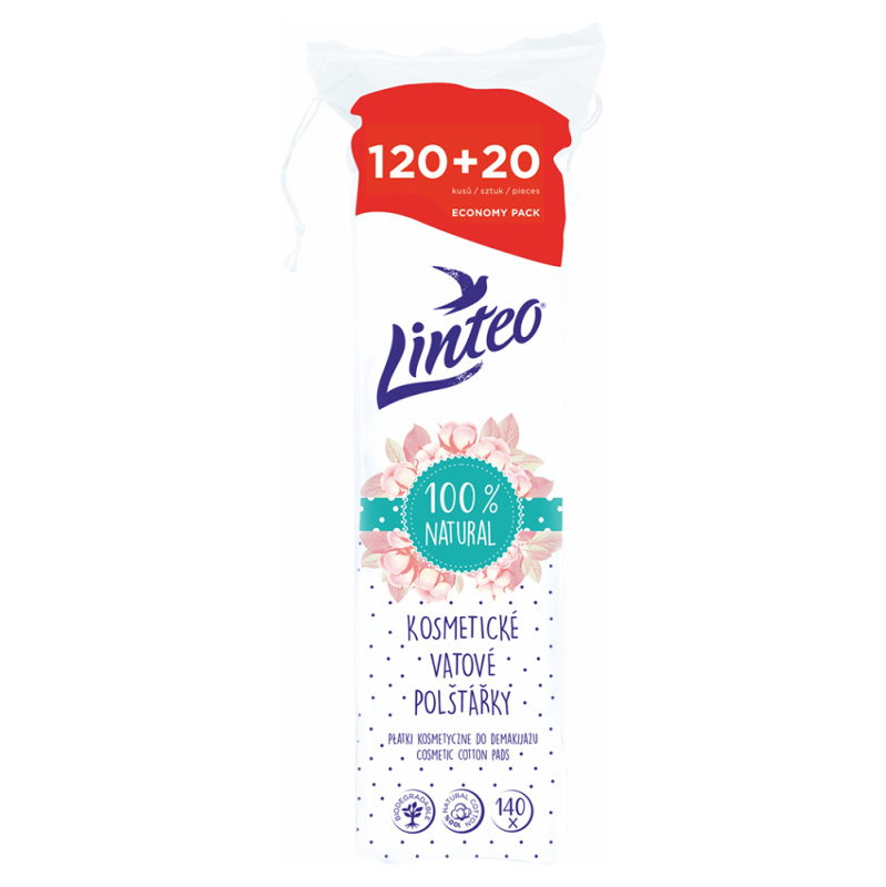 Linteo Natural Cotton Pads vatové tampónky 140 ks