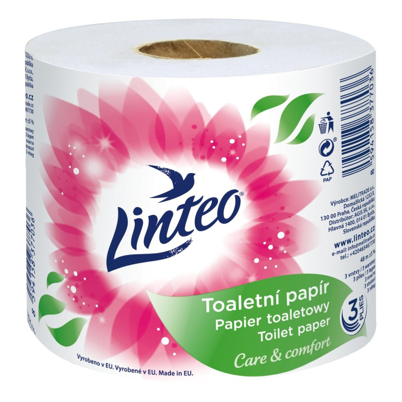 Linteo Toaletní papír bílý 3vrstvý, 1 ks