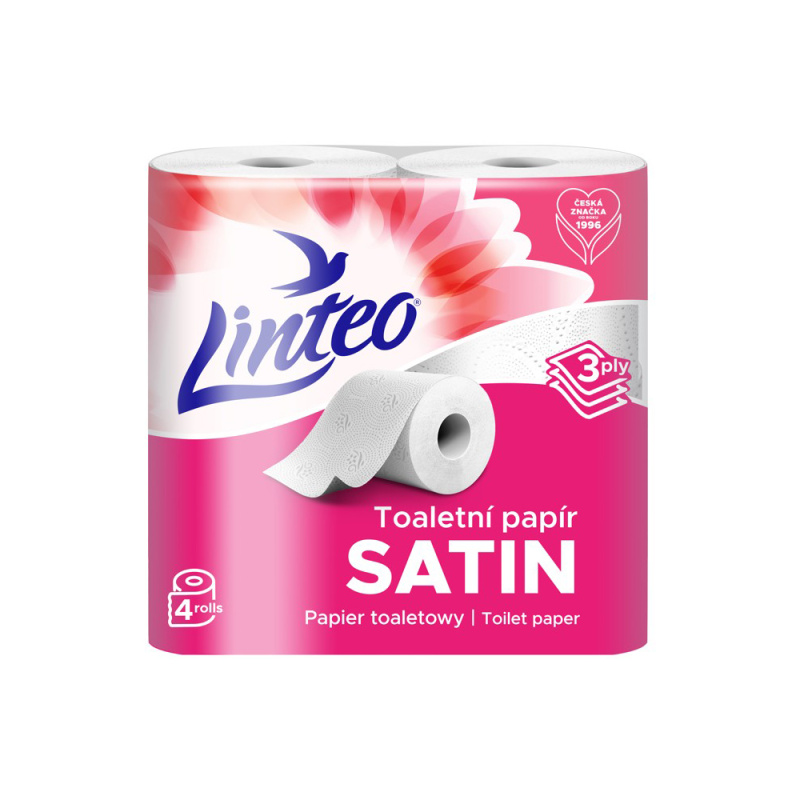 Toaletní papír Linteo, 4 role, bílý, 3-vrstvý