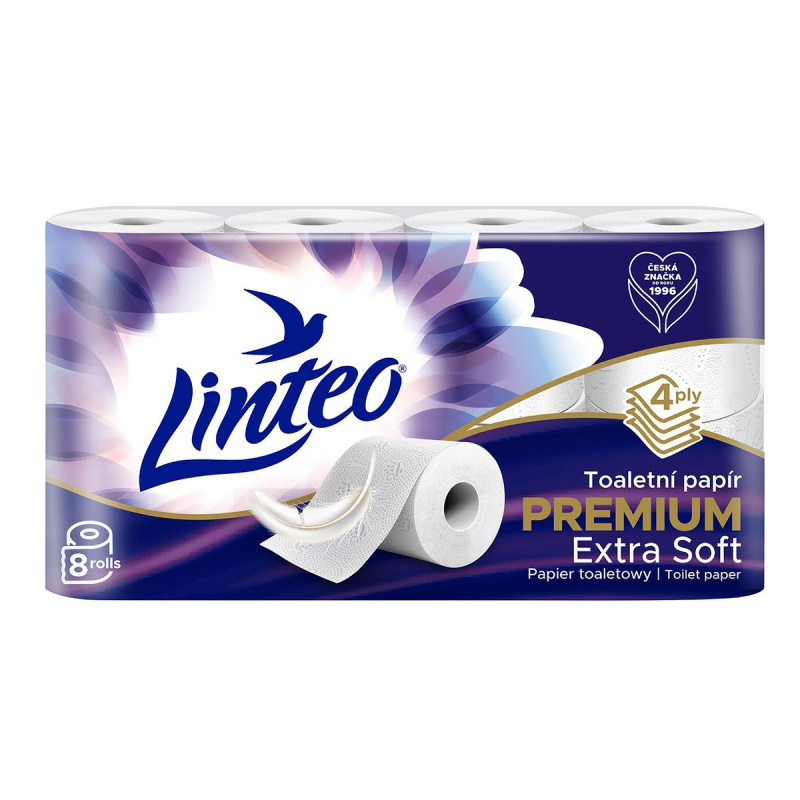 Linteo Toaletní papír bílý 4vrstvý, 8 ks
