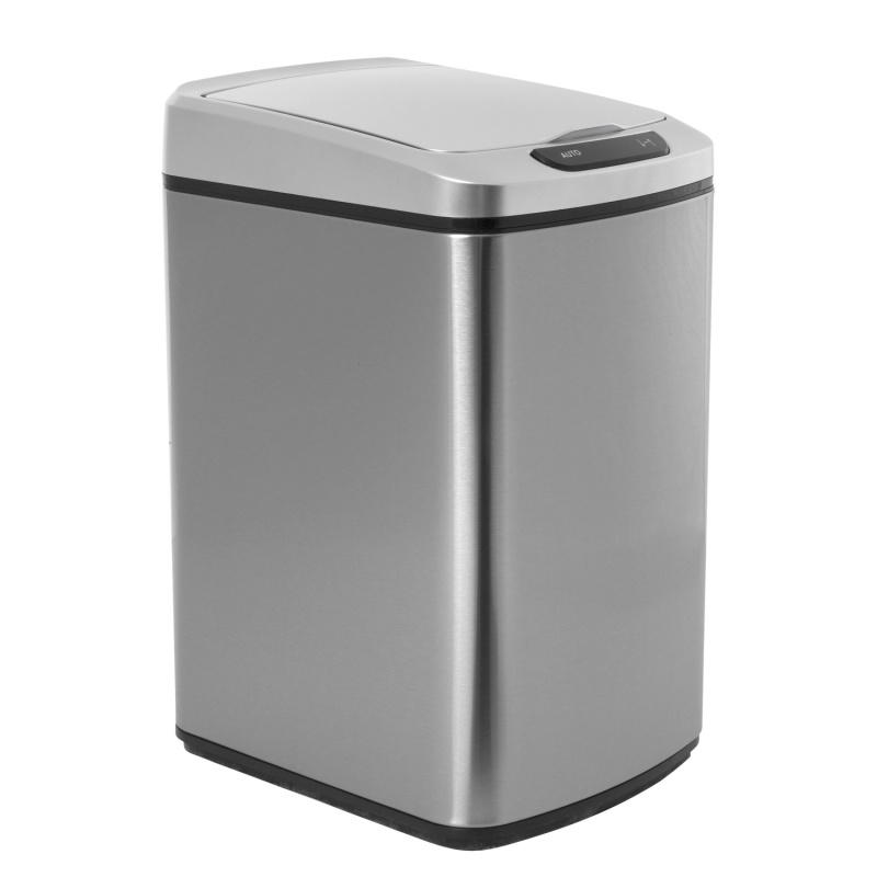 Bezdotykový odpadkový koš iQ-Tech Quadrat 15 l, stříbrný