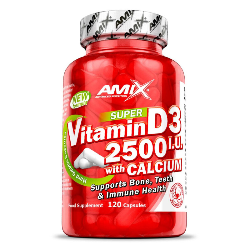 AMIX Vitamín D3 2500 I.U. s vápníkem 120 kapslí