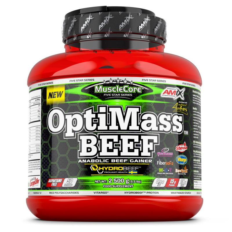 AMIX MuscleCore DW - OptiMass Beef Gainer, 2500 g Příchuť: Bílá čokoláda