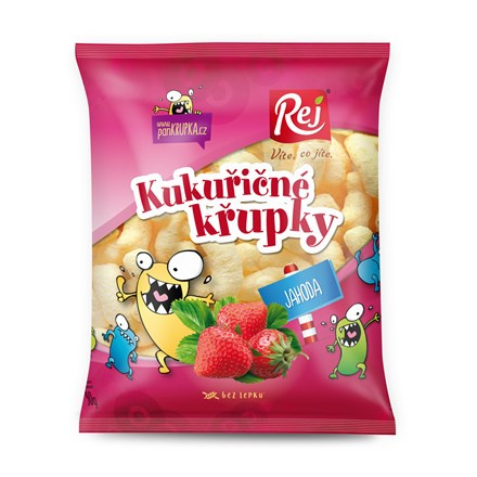 REJ Kukuřičné křupky jahodové 90g